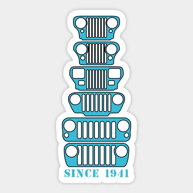 Jeep Grills Teal Logo Sticker by Caloosa Jeepers 